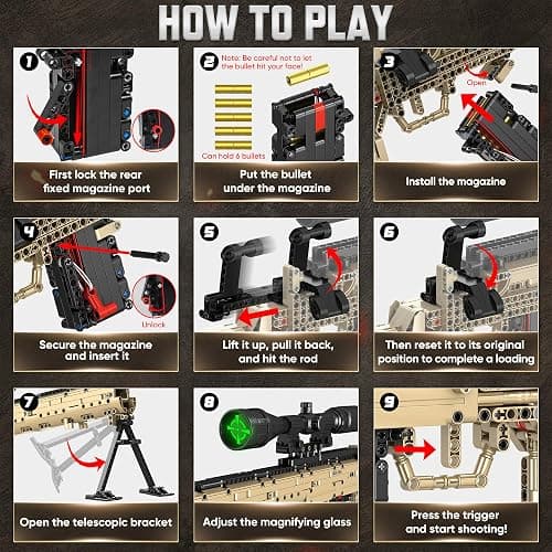 YWFSFZ Building Blocks Gun Model Toys for Adults, 1388 Pcs 1:1 M24 Building Set Guns Model Toys for Adults Boys Teens Age 12+, Collectible Building Blocks Gift for Military Enthusiasts thumbnail 5