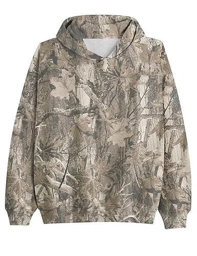 JEIBKOUY Womens Oversized Camo Hoodie Y2k Maple Leaf Print Fleece Hooded Pullover Sweatshirt Casual Long Sleeve Fall Outfits thumbnail 2