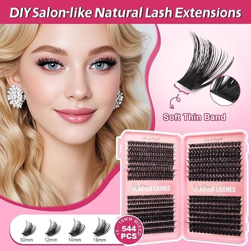 Glowing Win Wimpern Extensions 544 Stück Cluster Lashes 60D 100D 120D 150D Einzelne Wimpern Cluster 10-16mm volumen Wimpernverlängerung für DIY zu Hause thumbnail 5