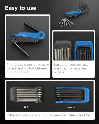 Kraftek toolant 14PCS Folding Allen Wrenches Sets, Metric Allen Key Set 2mm- 6mm, SAE Hex Key Set 5/64”- 1/4", CRV Steel EDC Tool for Bike Repair & Home,Compact Foldable Hex Key Set thumbnail 4