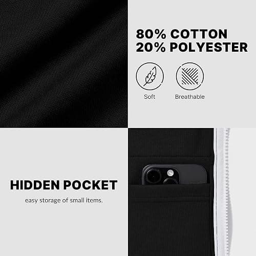 Ohoo Men's Zip Up Hoodie Lightweight Slim Fit Cotton Blend Full Zip Hooded Jacket with Hidden Pocket thumbnail 5