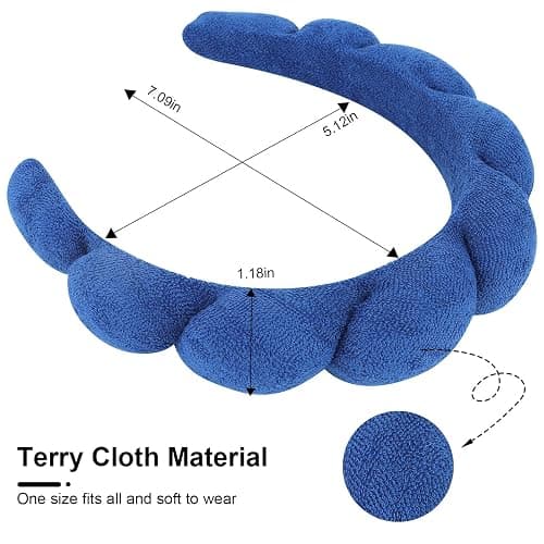ACO-UINT 3 Pack Spa Headbands for Washing Face, Skincare & Makeup, Terry Cloth Headbands with Puffy Cloud Design, One Size Fits Most, Comfortable & Durable thumbnail 2