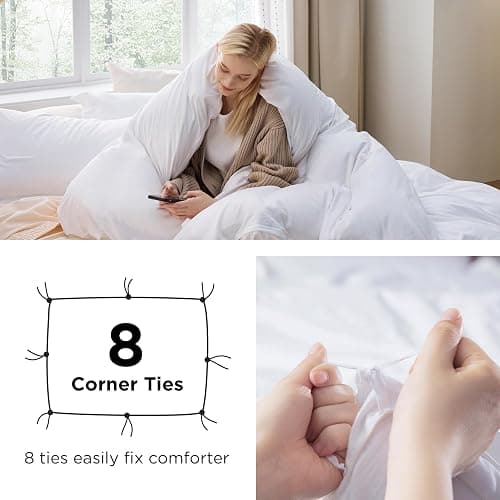 Bedsure Bright White Duvet Cover King Size - 3 Pieces Prewashed Cotton-Like Extra Soft Bedding Set, Includes 1 Duvet Cover 104x90 Inches with Zipper Closure & 2 Pillow Shams, Comforter Not Included thumbnail 4