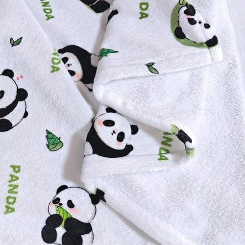 Panda Blanket Super Soft Cozy Blankets White Pandas Stuff Pandabear Gifts for Girls Kids Teens Adults Flannel Fleece Blanket Lightweight Cute Panda Accessories (White Panda, 50"x60") thumbnail 6