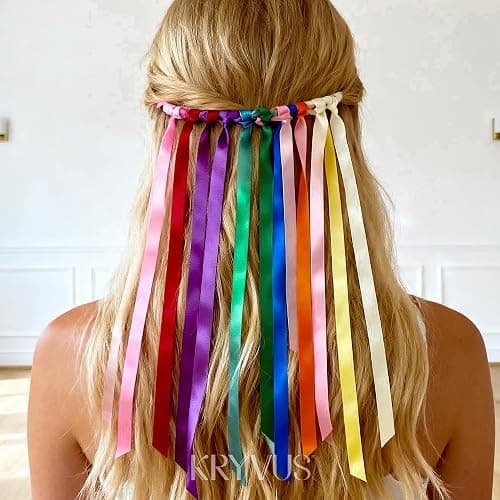 Kryvus Rainbow Satin Ribbon Set – 20 Colors, 3/8" x 5 Yards Each, 100 Yards Total, Double-Faced Colorful Satin Ribbons for Gift Wrapping, Hair Bows, Wedding & Party Decorations, DIY Crafts thumbnail 7