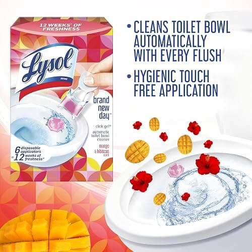 Lysol Click Gel Automatic Toilet Bowl Cleaner, Gel Toilet Bowl Cleaner, For Cleaning and Refreshing – Mango & Hibiscus, 6 applicators (Pack of 4, 24 Count Total) - Mango & Hibiscus - 6 Count (Pack of 4) thumbnail 4