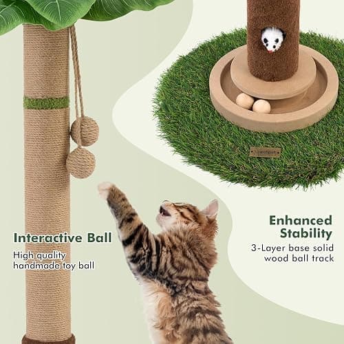 Woochpet Cat Scratching Post 35'' Tall Cat Scratcher Tree Tower Scratching Posts for Indoor Cats with Cat Toy Mouse Hole and Interactive Wooden Ball for Kittens Adults Cats thumbnail 4
