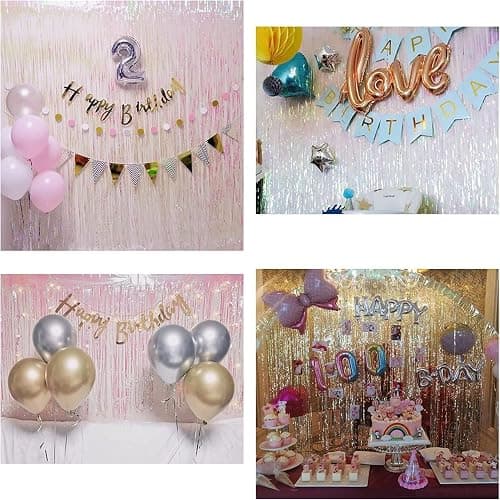 BRAVESHINE Iridescent Fringe Backdrop | Holographic Party Streamers Curtain | 2 Pack 3.2x6.5ft Photo Booths Props for Girl/16th/18th/Birthday/Engagement/Bridal/Anniversary/Bachelorette Party Decorations thumbnail 6