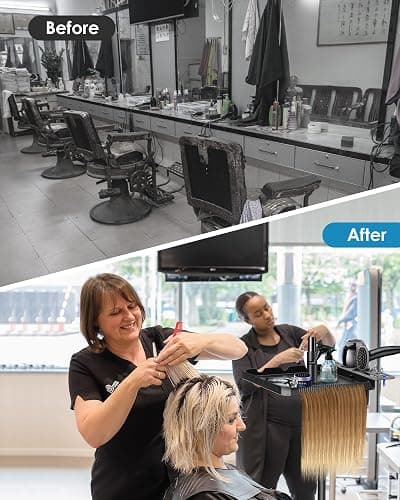 Salon Tray on Wheels,Metal Tray Rolling Cart with 2 Magnetic Bowls,Tattoo Tray, Salon Station with Hairstylist Holder and Hair Separator Stand,Multi-Function Adjustable with Wheels thumbnail 6