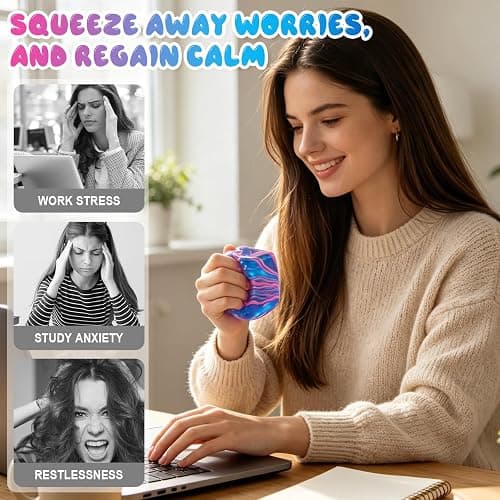 Squishies Stress Cube Toys,Adults Squishies Anxiety Relief Maltose Ball,Gel Filled Stretchy Stress Balls, Sensory Toy with a Super Solid Squish for Anxiety Relief Sensory & Focus (Orange) thumbnail 5