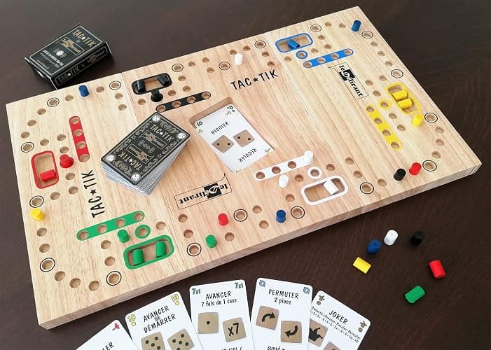 LEDELIRANT – TAC-TIK en Bois d’Hévéa – Plateau Magnétique Modulable – Jeu de Société Familial 2 à 6 Joueurs 4ans+ – Cartes Incluses – Fabrication Artisanale thumbnail 3