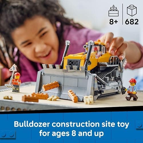 LEGO City Yellow Bulldozer Construction Site Building Toy for Kids, Ages 8+ - Pretend Play Set & Construction-Themed Building Blocks W/Toy Bulldozer Idea for Boys & Girls - 60466 thumbnail 2