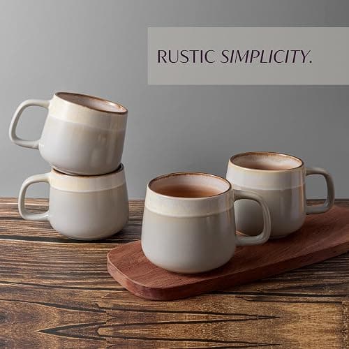 Ava Nord Ceramic Coffee Mugs Set of 4, 12 oz Stoneware Coffee Cups with Comfortable Handle for Latte, Tea, Cappuccino, Cocoa -Microwave and Dishwasher Safe - Modern Unique Aesthetic - Reactive Glaze thumbnail 9