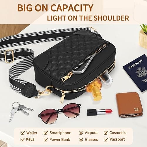FYY Small Crossbody Bags for Women Quilted Vegan Leather Crossbody Purses for Women Travel with Adjustable Shoulder Strap thumbnail 7