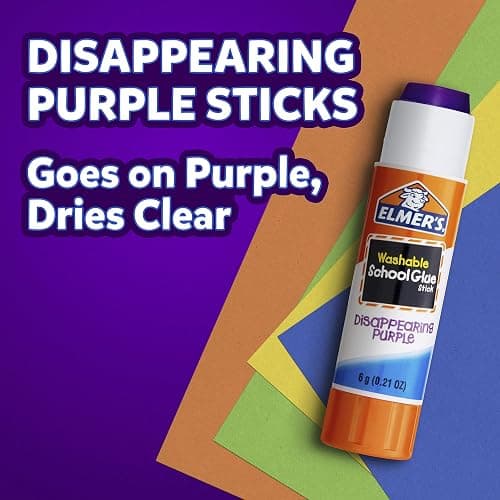 Elmer's Washable Dissappearing Purple School Glue Sticks, 3 Pack, 6 grams Each (E520) thumbnail 3
