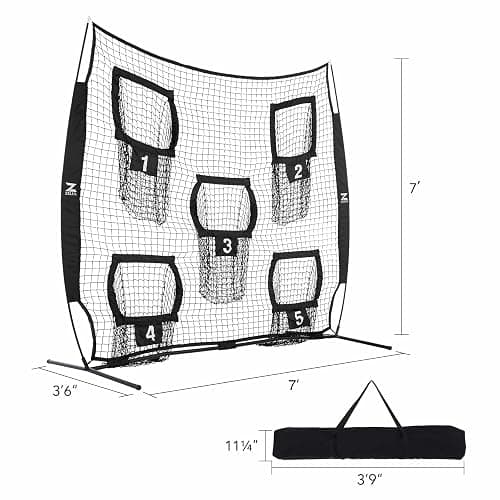 ZELUS 7 x 7ft Football Trainer Throwing Net | Training Target Practice with 5 Targets | Great for Quarterback | Includes Carry Bag thumbnail 5
