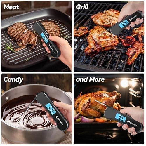 0.5 Sec Instant Read Meat Thermometer Digital with ±0.5℉ Precision, Food Thermometer for Cooking Kitchen Gadgets, Oven Grill Candy BBQ Essentials Accessories, Gifts for Him Dad Men Birthday, Black thumbnail 8