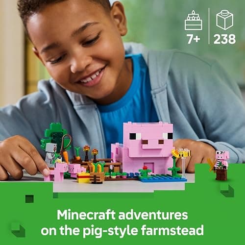 LEGO Minecraft The Baby Pig House Toy - Building Set incl. a Hero Figure, Mobs, a Farm & Forest Biome - Gaming Gift for 7+ Year Old Girls & Boys - 21268 thumbnail 4