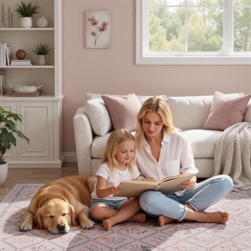 DCX Washable 5x7 Pink Floral Rug for Girls Bedroom, Soft Cottagecore Rug for Baby Girl Nursery, Non Slip Low Pile, Kid & Pet Friendly Vintage Botanical Carpet thumbnail 7