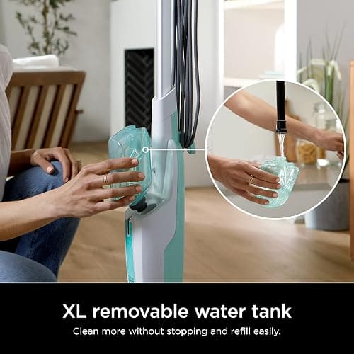 Shark Steam Mop with 2 Machine Washable Dirt Grip Pads, Removable Water Tank, Lightweight, Steam Cleaner for sealed Hard Floors, Marble, Stone, Hardwood, Tile, Laminate, White/Seafoam, S1000 thumbnail 5