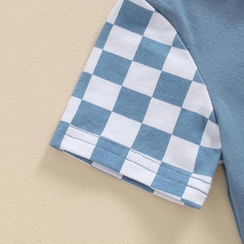 Karuedoo Newborn Baby Boy Girl Clothes Checkered Plaid Romper Jumpsuit Short Sleeve One-Piece Bodysuit Infant Summer Outfit thumbnail 6