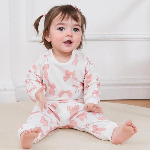 PUHHAPIEY Baby Girl Fall Winter Outfits Toddler Clothes Long Sleeve Floral Graphic Crewneck Sweatshirt + Joggers Pants Set thumbnail 4