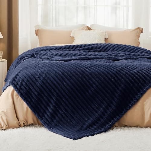 Bedsure GentleSoft Blue Fleece Blanket for Couch - Cozy Soft Blankets for Women, Cute Small Throws for Girls, 90x90 Inches thumbnail 2