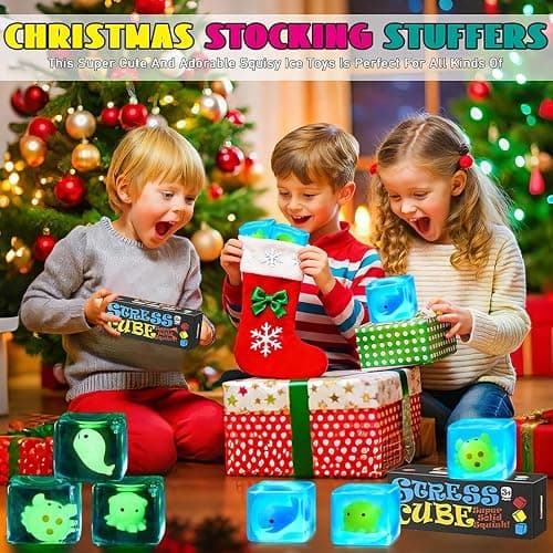 Squishy Fidget Toys Stress Cube - Squeeze Toys Stress Balls for Adults Slow Rising Squishies Glow in The Dark Sugar Sensory Toys for Kids with Autism Stress Relief Fidgets for Classroom Prize Toys thumbnail 9