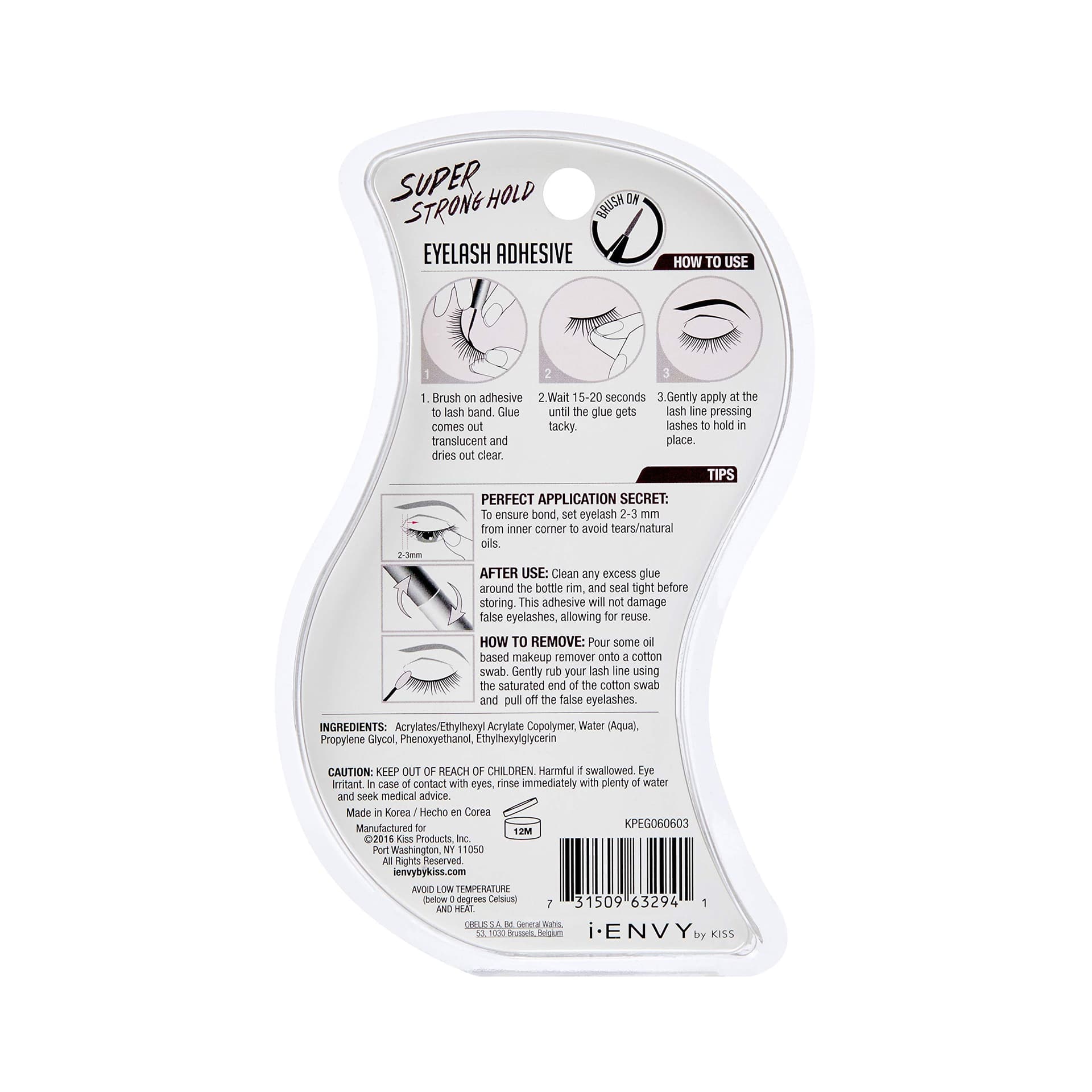 Kiss I Envy Super Strong Hold Eyelash Adhesive Latex Free [Clear] Kpeg06 - 0.18 Fl Oz (Pack of 1) - Clear thumbnail 6