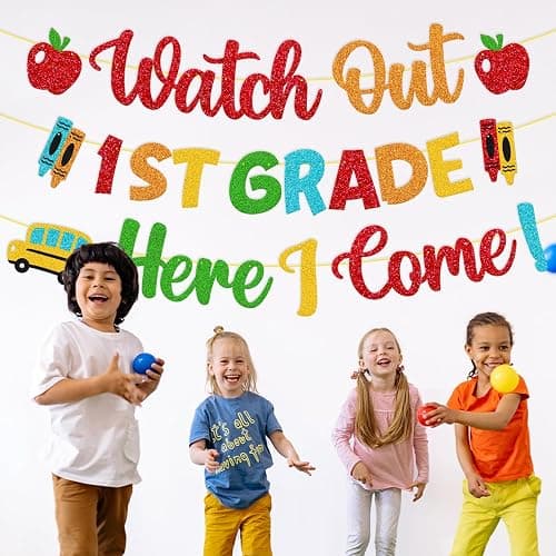 Welcome to 1st Grade Decoration Watch Out 1st Grade Here I Come Banner | Hello First Grade Decor the First Day of School Bulletin Board Backdrop for Students Teachers thumbnail 5
