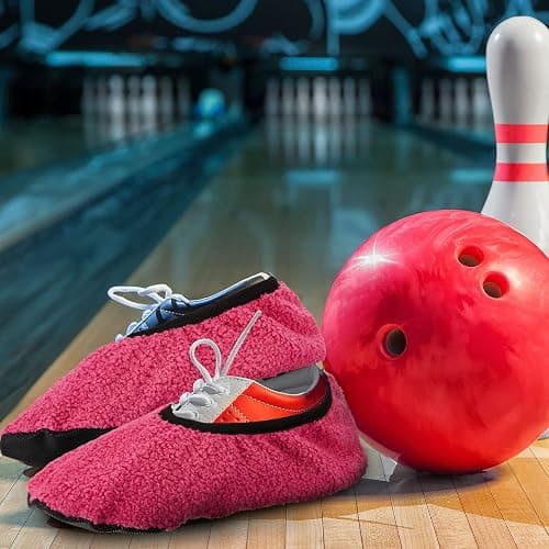 Zhanmai Pink Fuzzy Bowling Shoes Covers Women's Reusable Non Slip Bowling Shoes Protector Washable Boot Cover Soft Foot Covers for Bowling, Household, Office, Laboratory, Size 7-8.5 thumbnail 4