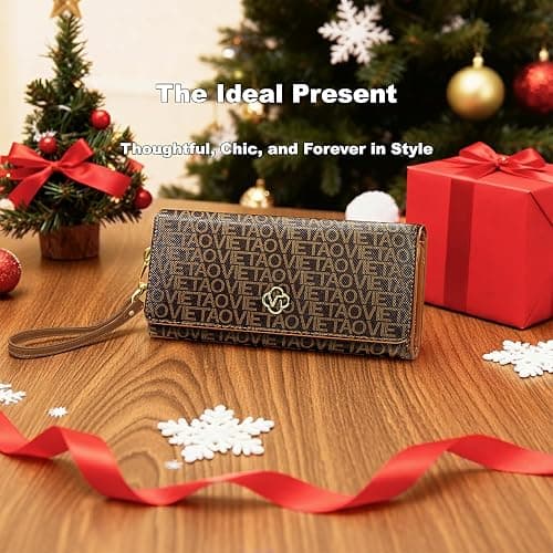 VelaStyle Womens Wallet, RFID Blocking Wristlet Wallets for Women, Large Capacity Leather Clutch Purse for Ladies Daily Use and Travel, Card & Phone Holder - Brown thumbnail 9