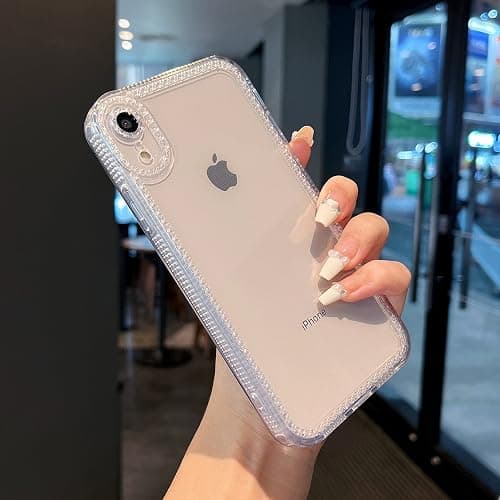 ZTOFERA Designed for iPhone XR 6.1 inch,Sparkly Cute Clear Case for Women Girls,Glitter Bling Flexible Soft TPU Silicone Bumper Protective Cover for iPhone XR,Clear - Image 1