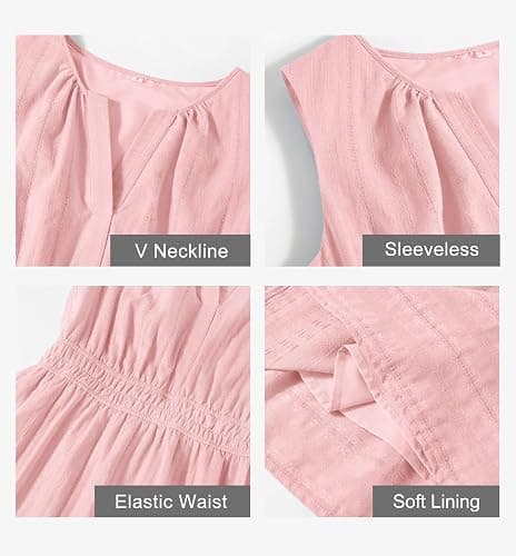 MEROKEETY Womens Summer Casual Beach Vacation Sleeveless Mini Sundress 2026 | V Neck, A Line, Solid Color, Ruffle Hem, Flowy Swing Sun Dress, Elastic Waist, Cotton, Wedding Guest Graduation Short Dress thumbnail 6