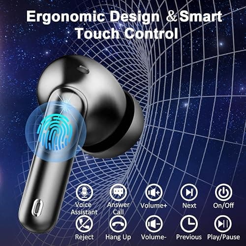 2026 Wireless Earbuds, Bluetooth 5.4 Headphones, 50H Playtime In Ear Earphones HiFi Stereo, Ear buds with 4 ENC Noise Cancelling Mics Deep Bass, IP7 Waterproof Earbuds with LED Display, Fast Charging thumbnail 6