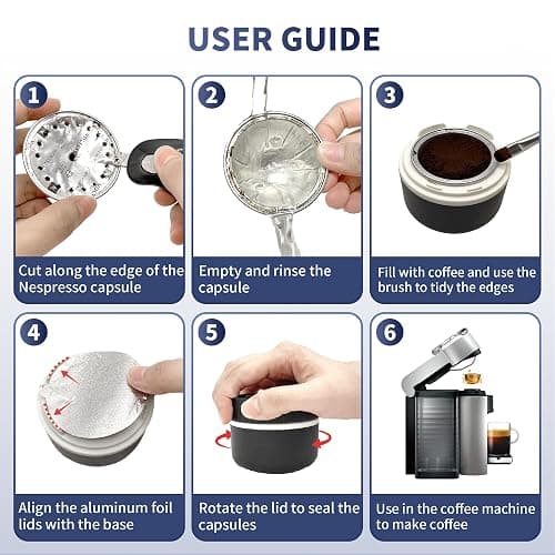 Reusable Pods Kit for Nespresso Vertuo, Refillable Coffee Pods with 100pcs Aluminum Covers Foil Seals Lids for VertuoLine Capsules, Compatible for VertuoPlus Espresso Machine (Pods not included) thumbnail 4