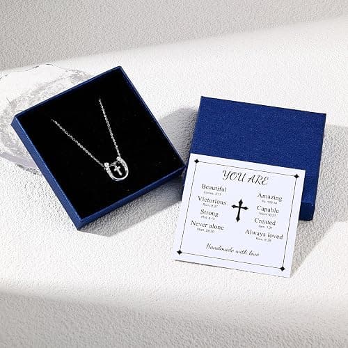 leejory Horse Gifts for Teens Women, Trendy Christian Religious Good Luck Protection Stuff Spiritual Gift for Women Faith and Horses Lover, 17.5in+2in Cross Horseshoe Necklace Female Friend Family thumbnail 5