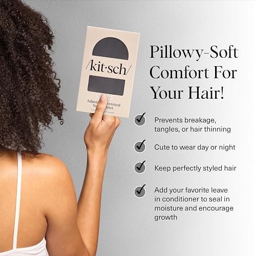 Kitsch XL Satin Bonnet for Sleeping - Softer Than Silk Hair Bonnet for Women - Secure Fit, Adjustable Night Cap for Curly & Textured Hair - Prevents Breakage, Tangles & Thinning - Charcoal thumbnail 2