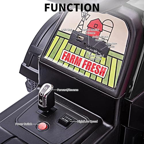 Kids Electric Ride On Tractor, 12v Battery-Powered 4 Wheels Ride On Car with Trailer, 35W Dual Motors/3-Gear-Shift/LED Lights/USB for Toddlers 3-6 Boys/Girls thumbnail 4