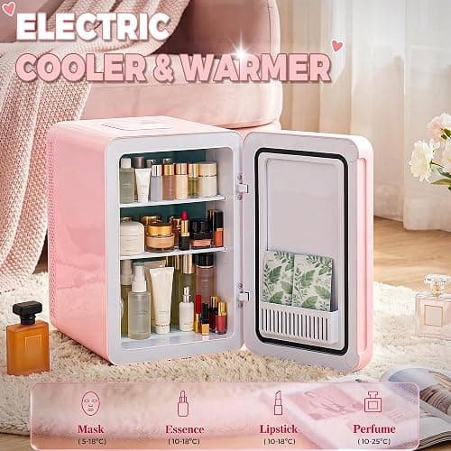 MoraRise 16L Skincare & Makeup Mini Fridge, Cooler & Warmer with LED Mirror | Portable Compact Desktop Small Beauty Fridge for Bedroom, Dressing Table & Office, AC/DC Mains thumbnail 6