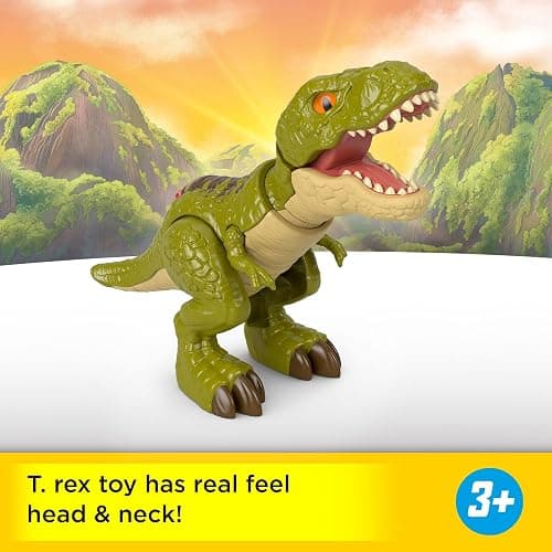 Fisher-Price Imaginext Jurassic World Dinosaur Action Figure with Kid-Activated Motion, 8-inch Tyrannosaurus Rex Dino Toy thumbnail 3