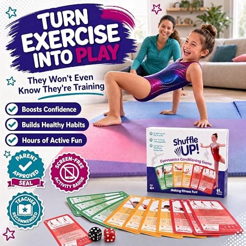 Shuffle Up Gymnastics Game - 70+ Skills, Gymnastics Equipment Gift for Girl thumbnail 3