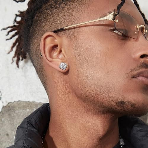 MILACOLATO S925 Sterling Silver Stud Earrings for Women Men Hypoallergenic 18K Gold Plated Cubic Zirconia Earrings Studs Brilliant Simulated Diamond Halo Earring for Sensitive Ears thumbnail 3