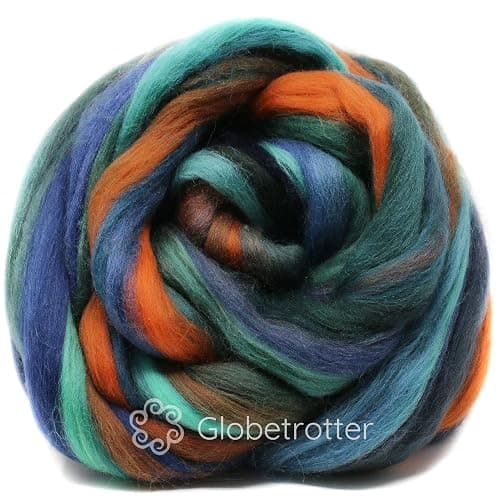 Top Notch Superfine Merino Fiber for Spinning & Felting. Super Soft Combed top roving in Stunning Color Blends, Globetrotter thumbnail 2