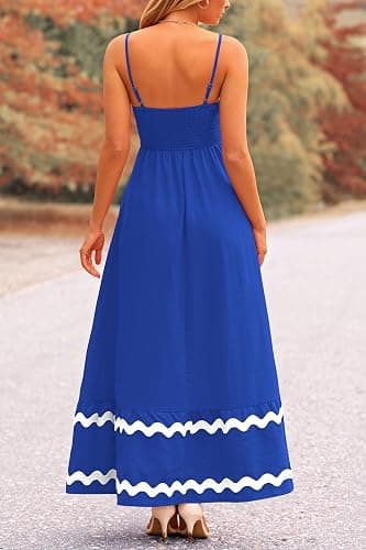 PRETTYGARDEN Women's 2025 Summer Flowy Maxi Dress Casual Sleeveless Spaghetti Strap Ruffle Beach Long Dresses thumbnail 2
