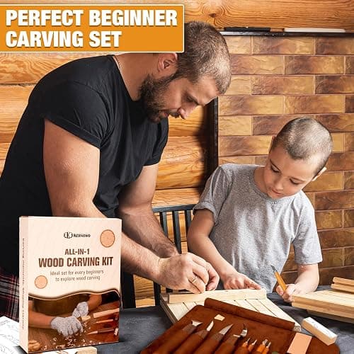 Wood Carving Kit, 24Pcs Wood Carving Tools with PU Storage Bag, Wood Whittling Knife Kit with 4pcs Templates & 6pcs Basswood Blocks for DIY Beginners thumbnail 7