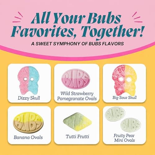 BUBS Swedish Candy Mix 1 lb - Authentic Sweet and Sour Swedish Gummies - Gelatin-Free Vegan Gummy Candy Assortment, Imported from Sweden - Foam Candy - Big Ovals, Dizzy Skulls, Tutti Frutti and More thumbnail 4