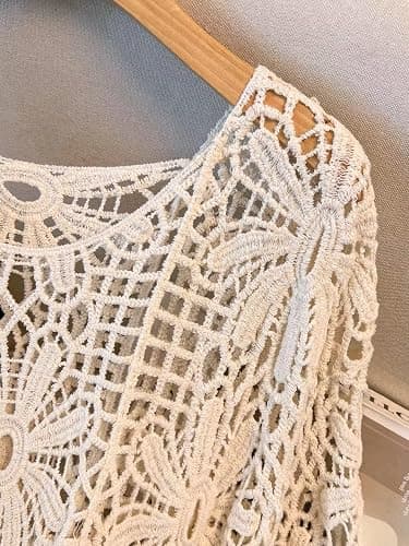 MakeMeChic Women's Plus Size Crochet Boho Tops Summer Vacation Beach Cover Ups Sweater thumbnail 2