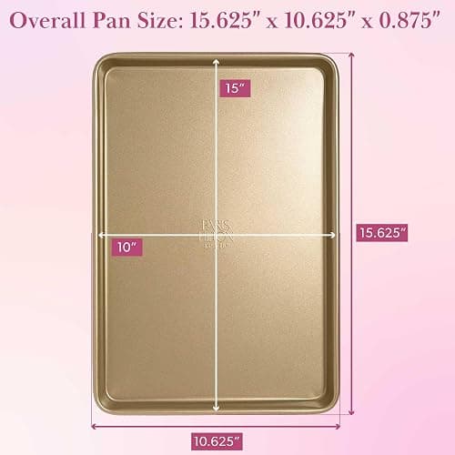 Paris Hilton Nonstick Carbon Steel Bakeware Collection, 15-Inch x 10-Inch Cookie Baking Sheet, Dishwasher Safe, Made without PFOA and PFAS, Pink Champagne Two-Tone thumbnail 2