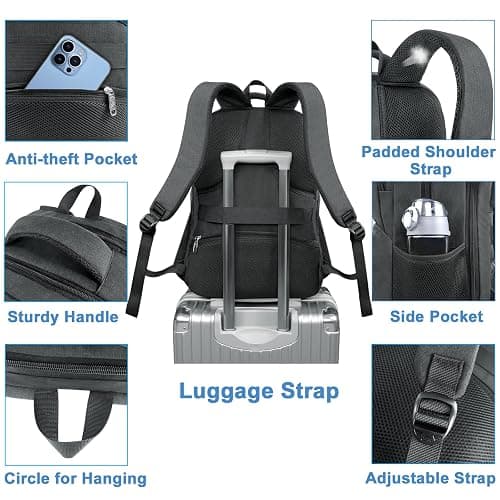 MATEIN 17 Inch Laptop Backpack, TSA Large Travel Backpack with Lunch Box, Anti-Theft Work Business Carry On with USB Port, Water Resistant Sturdy College Computer Backpack for Men Women thumbnail 6